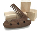 gros nouveau design en bois de noyer noir pliable en bois moustache et barbe peigne